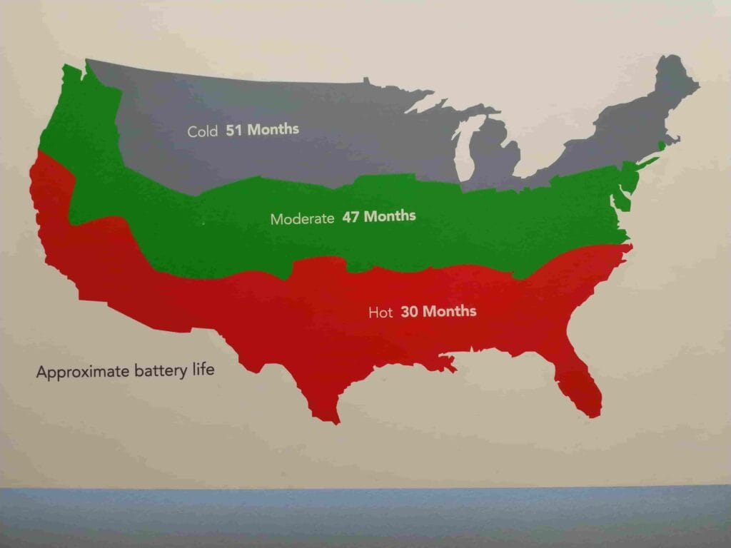 A Map Of Car Battery Life In The US By Temperature Region